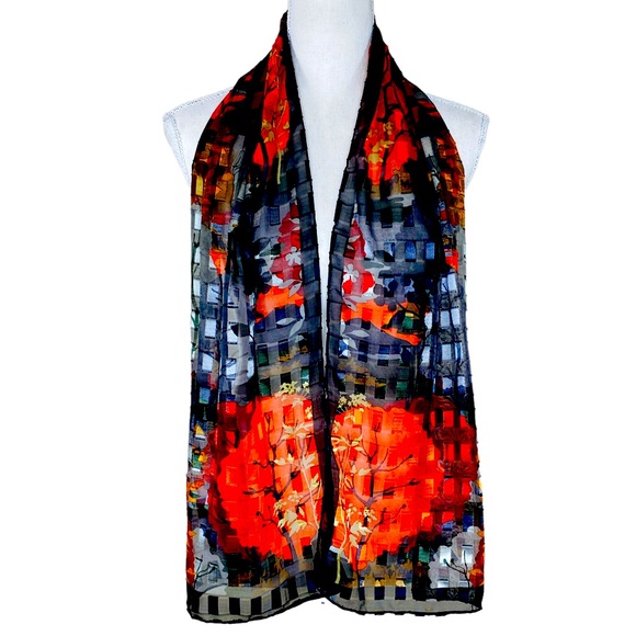 Graphic Metro Pagoda Fall Print Fall Scarf Unbranded - Picture 2 of 5